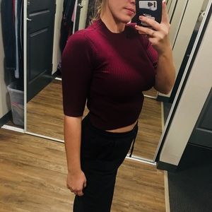 Maroon tight shirt super cute!